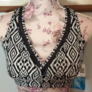 PB Sport Black & White Bikini Top